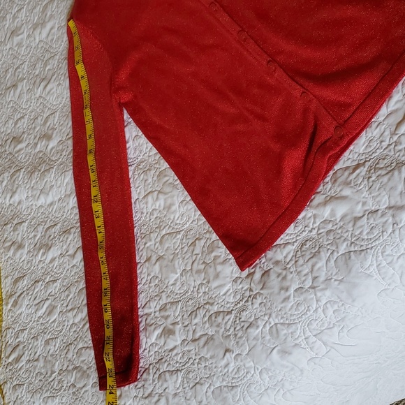 Metallic Red Button up Sweater by Liz Claiborne Petite - Picture 8 of 11